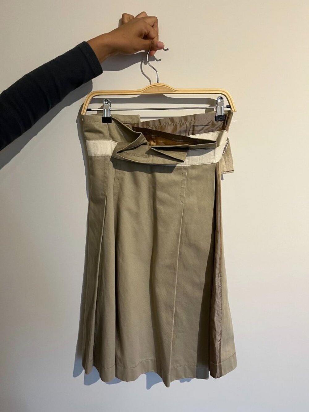 Tricot Comme des Garcons AW2010 Beige Belted Pleated Midi Skirt S